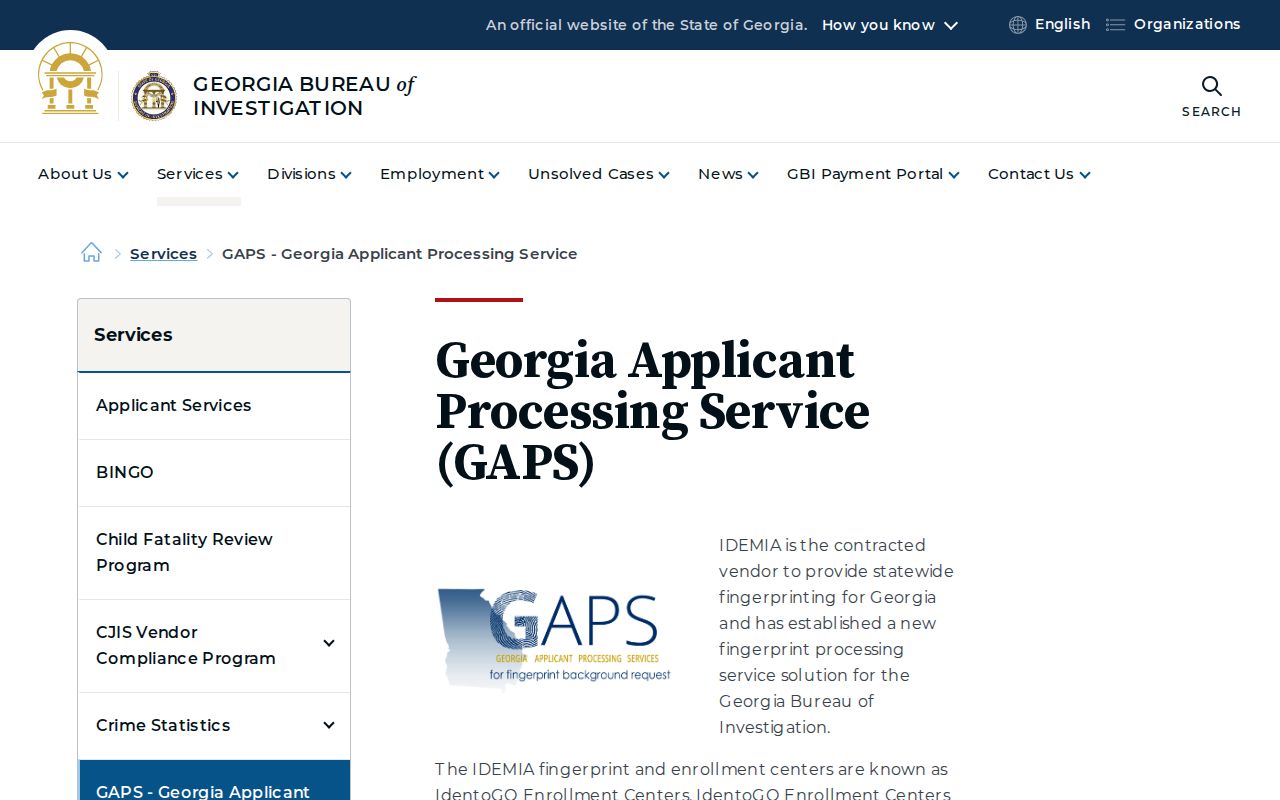 Georgia GBI GCIC Applicant Processing Service