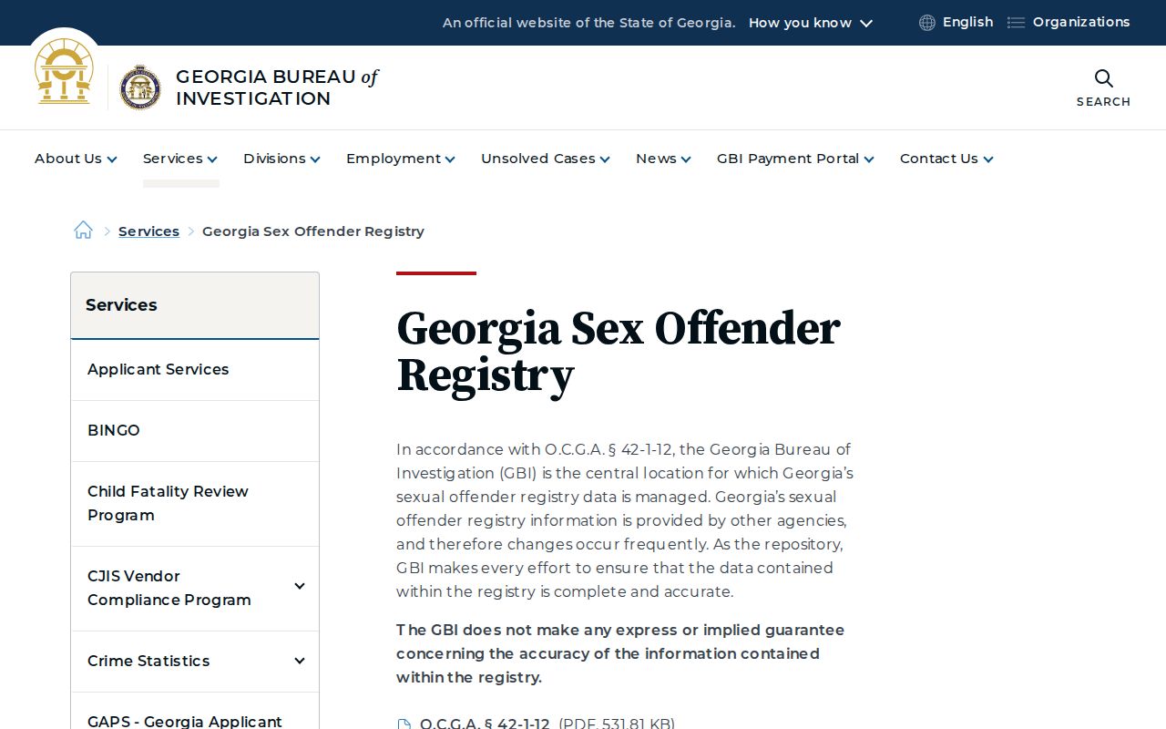 Georgia sex offender registry overview from GBI