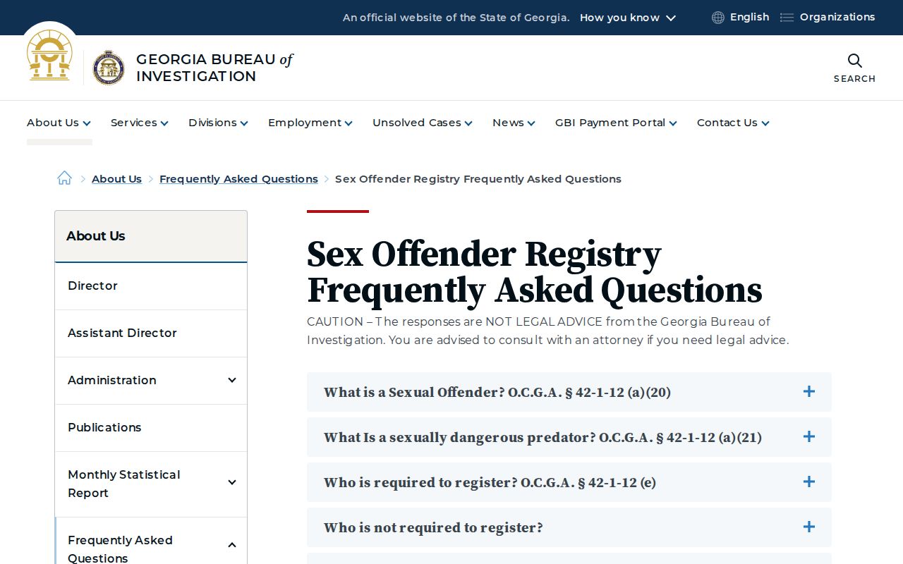 Georgia sex offender registry duties and update guidance