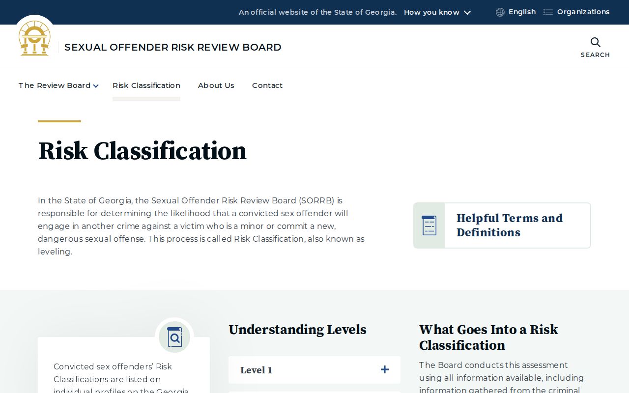 Georgia sex offender registry risk classifications